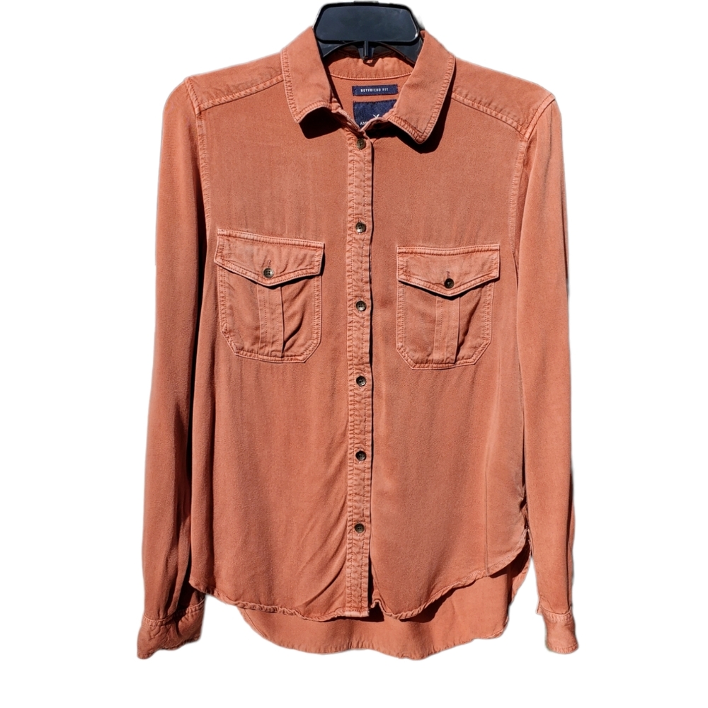 American Eagle Outfitters Rust Orange Button-Down Shirt